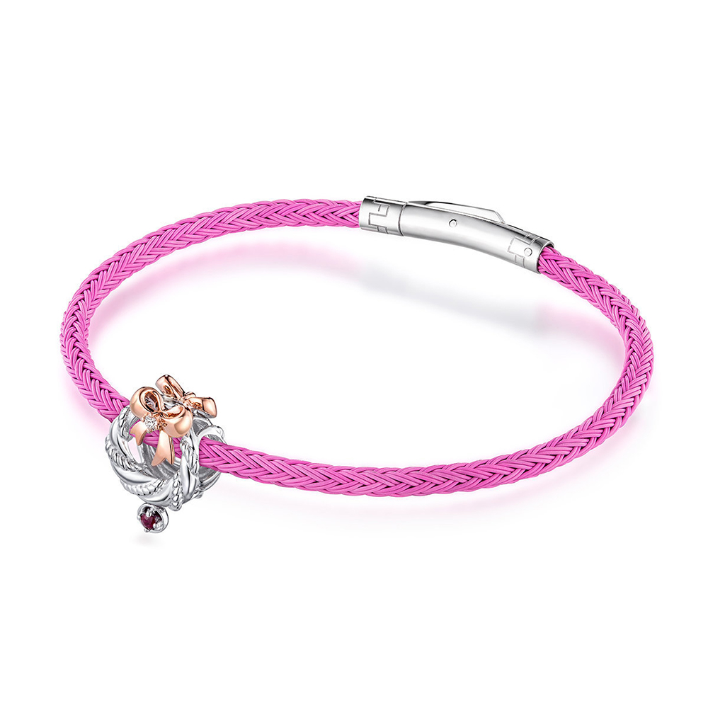 六福珠宝18K金串饰 - "圣诞花环"18K金(分色)红宝石钻石串饰