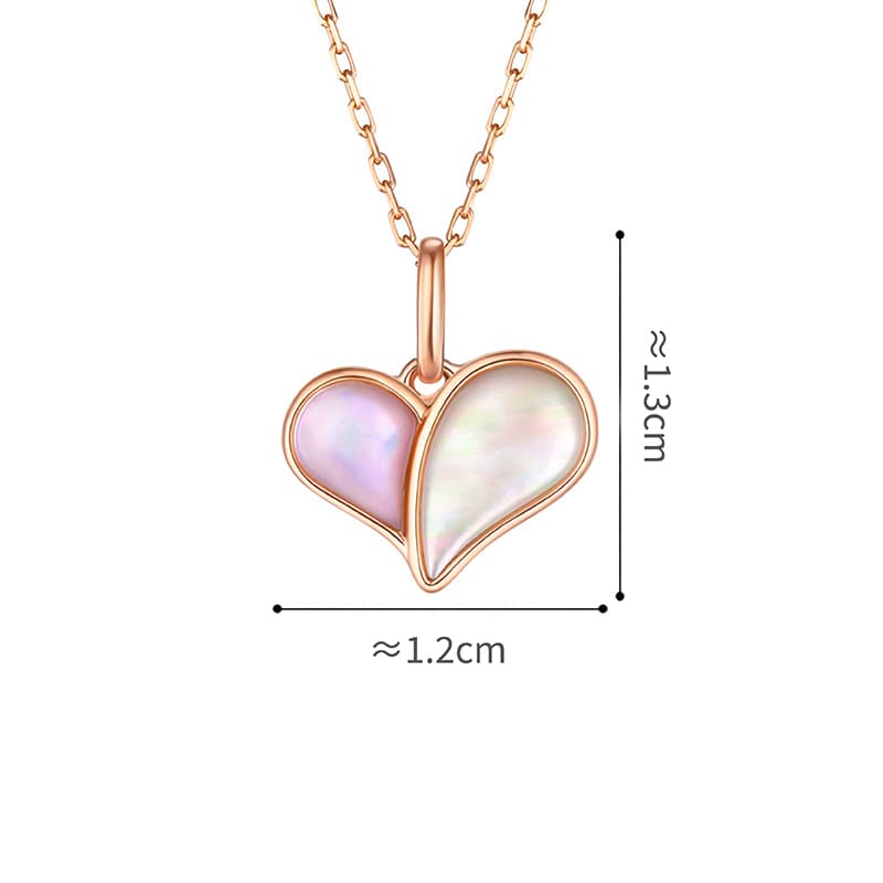 六福珠寶18K金頸鏈 - "為愛比心"18K玫瑰金貝母頸鏈