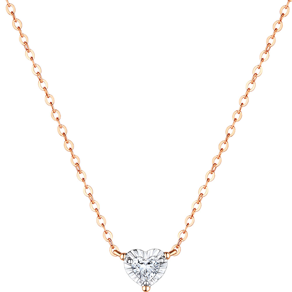 六福珠宝18K金颈链 - "心动信号"18K金(分色)钻石颈链