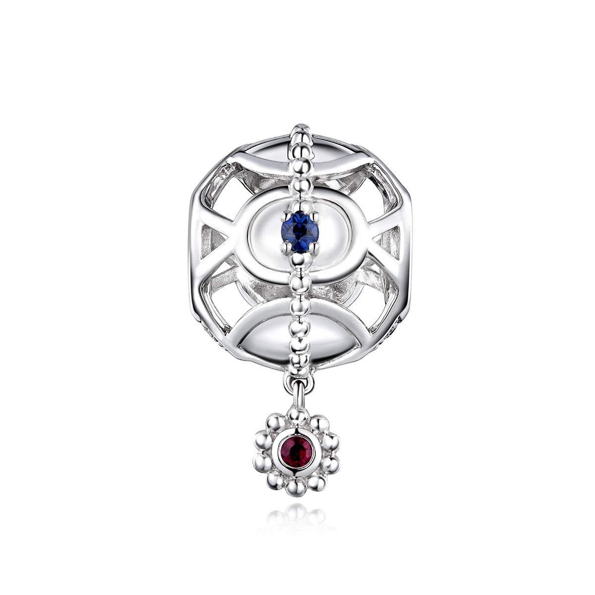 六福珠寶18K金串飾 - "瑰麗童話"18K金(白色)紅寶石襯藍寶石及鑽石串飾