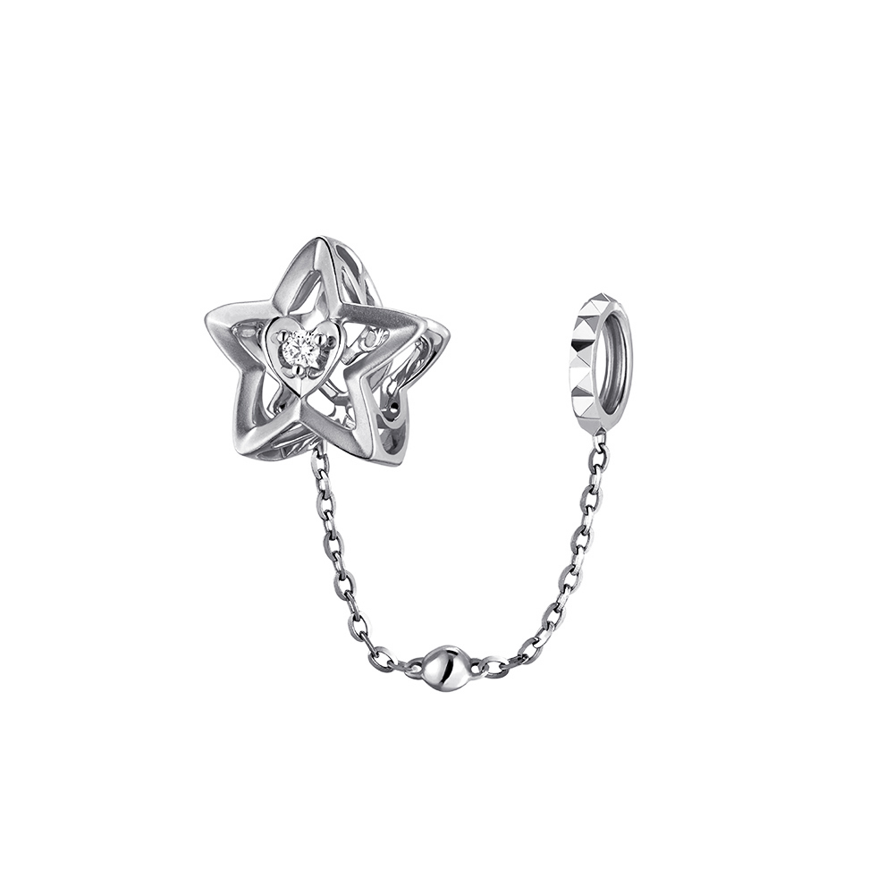 六福珠寶18K金串飾 - "閃亮聖誕-聖誕光"18K金(白色)鑽石串飾