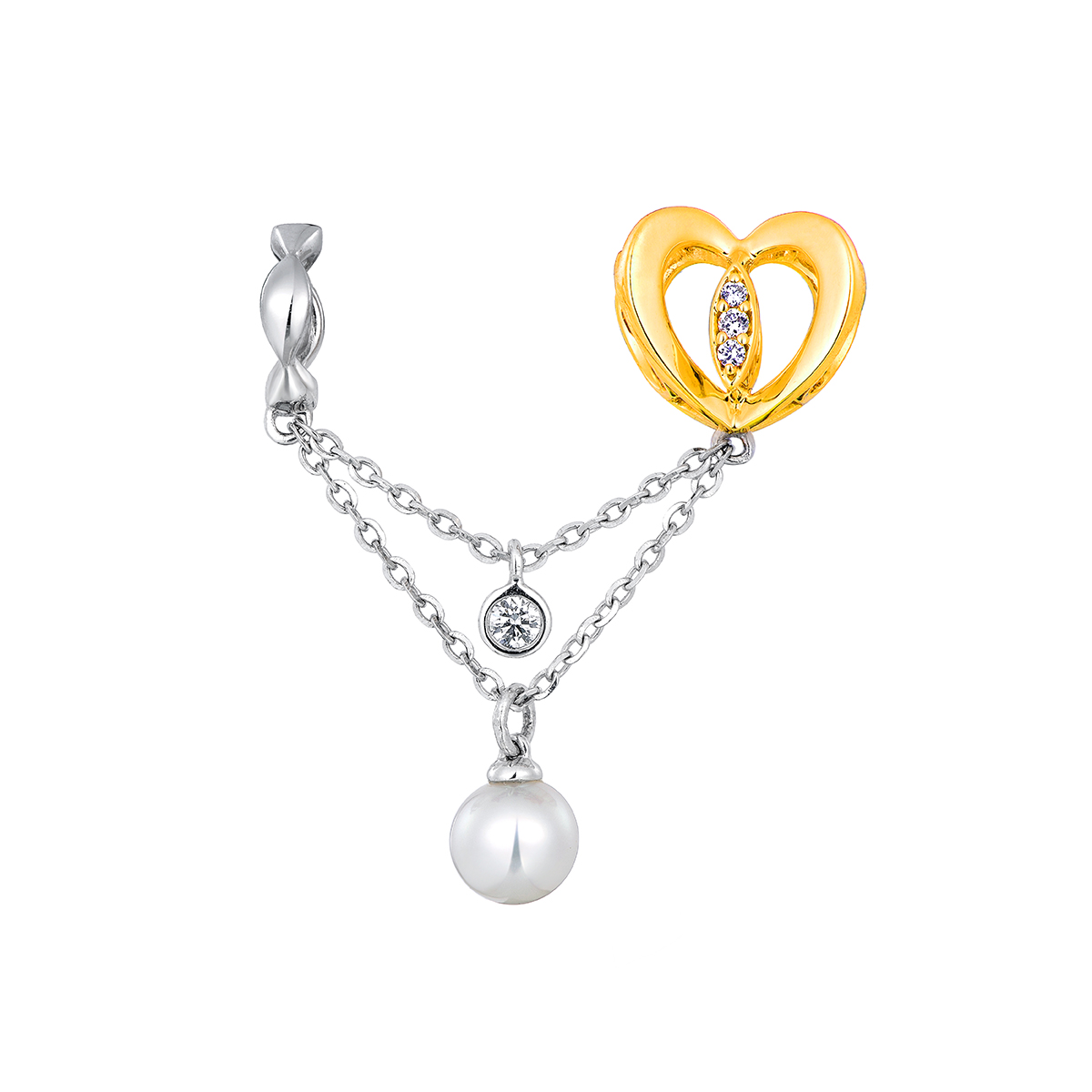 六福珠宝18K金串饰 - "甜蜜闪耀"18K金珍珠钻石串饰-多色选择