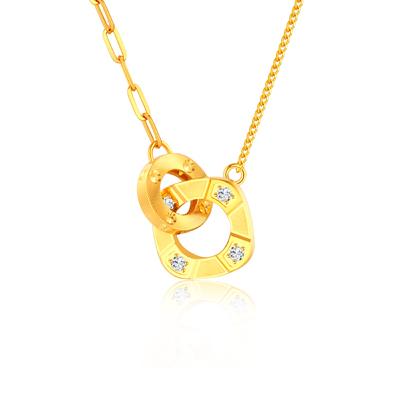 六福珠寶黃金頸鏈 - "酷閃之約"足金頸鏈