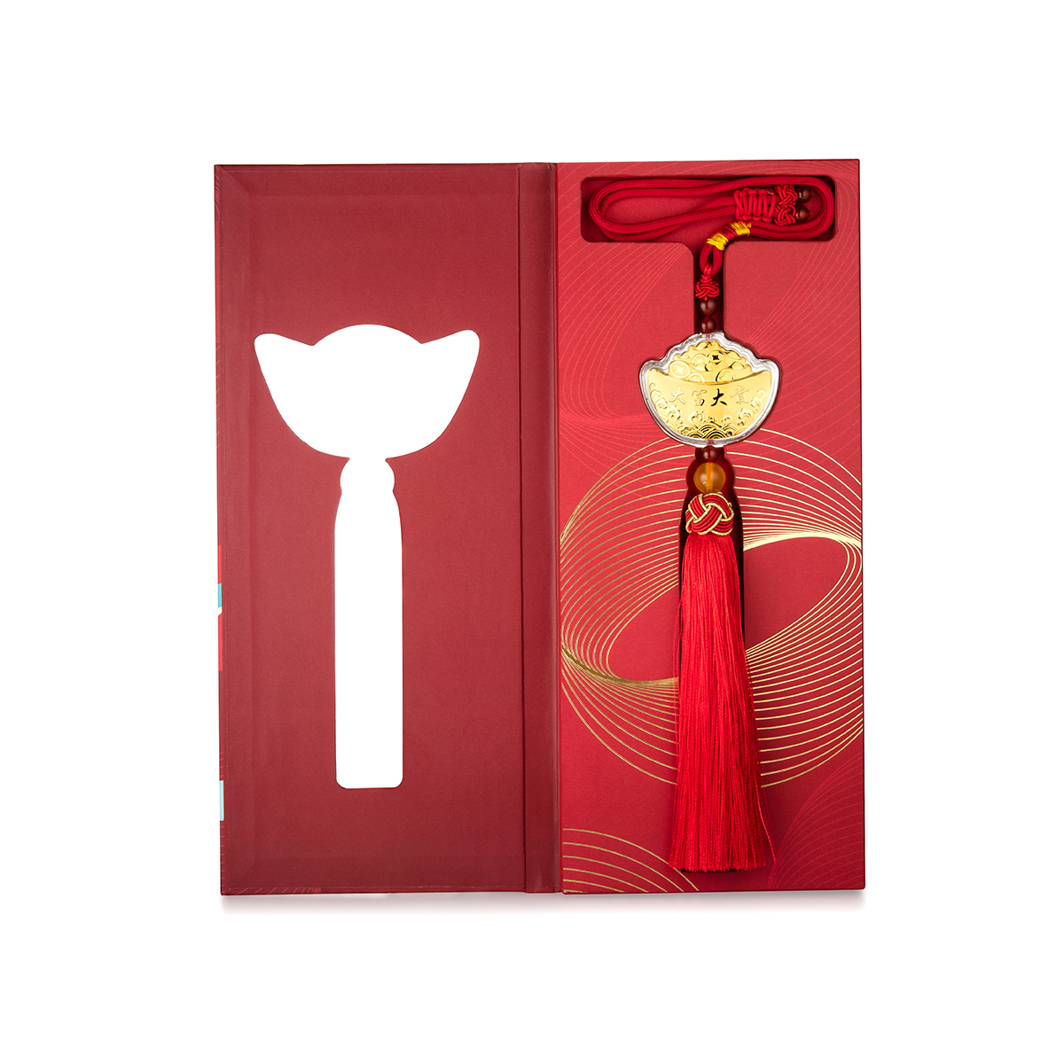 六福珠寶黃金工藝品 - [LISTING CLOSED]"聚寶金盆"999.9黃金玉髓工藝品配古風編繩