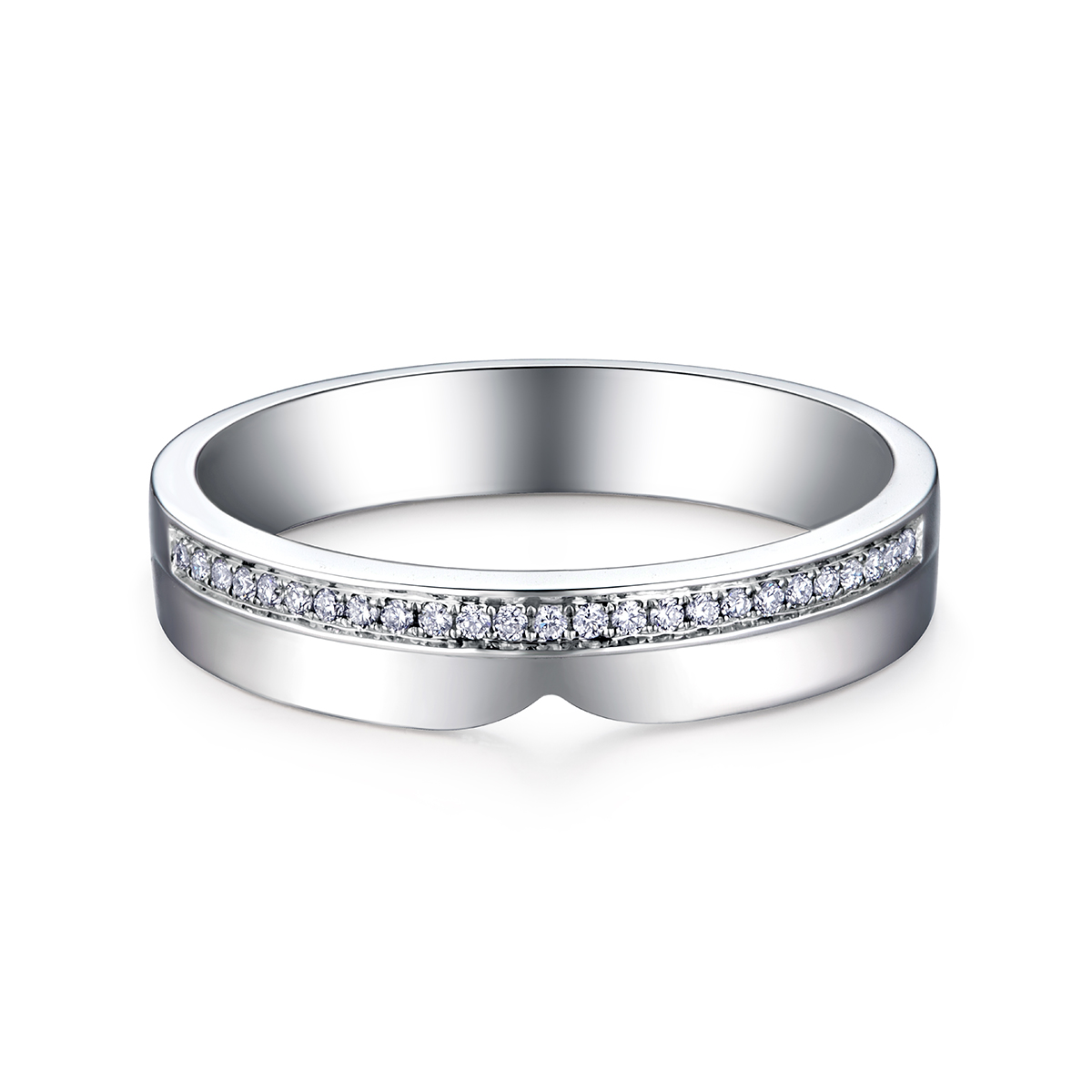 六福珠寶18K金戒指 - "拼圖"18K金(白色)鑽石情侶對戒(男戒)