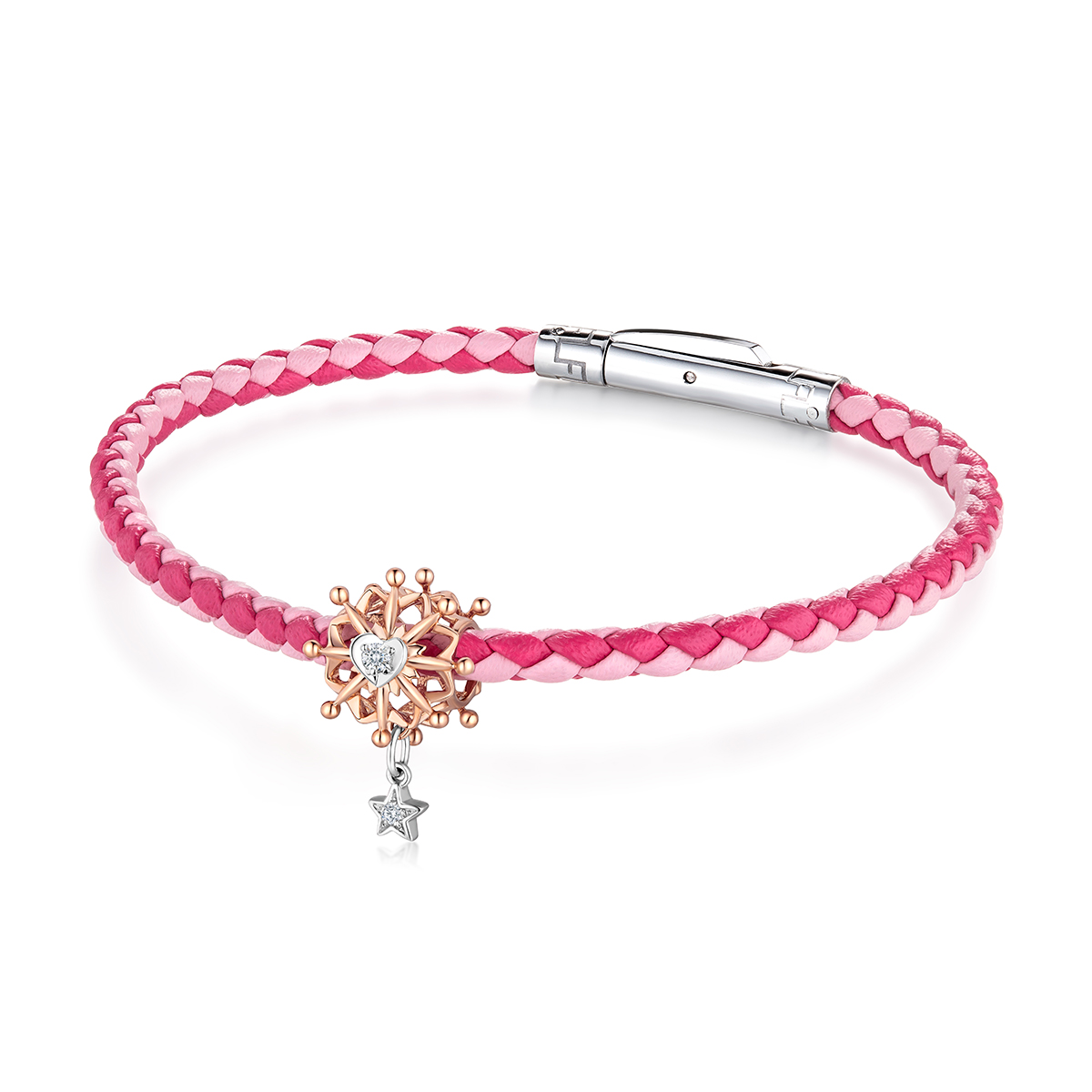 六福珠寶18K金串飾 - 【LISTING CLOSED】"星耀雪花"18K金(分色)鑽石串飾