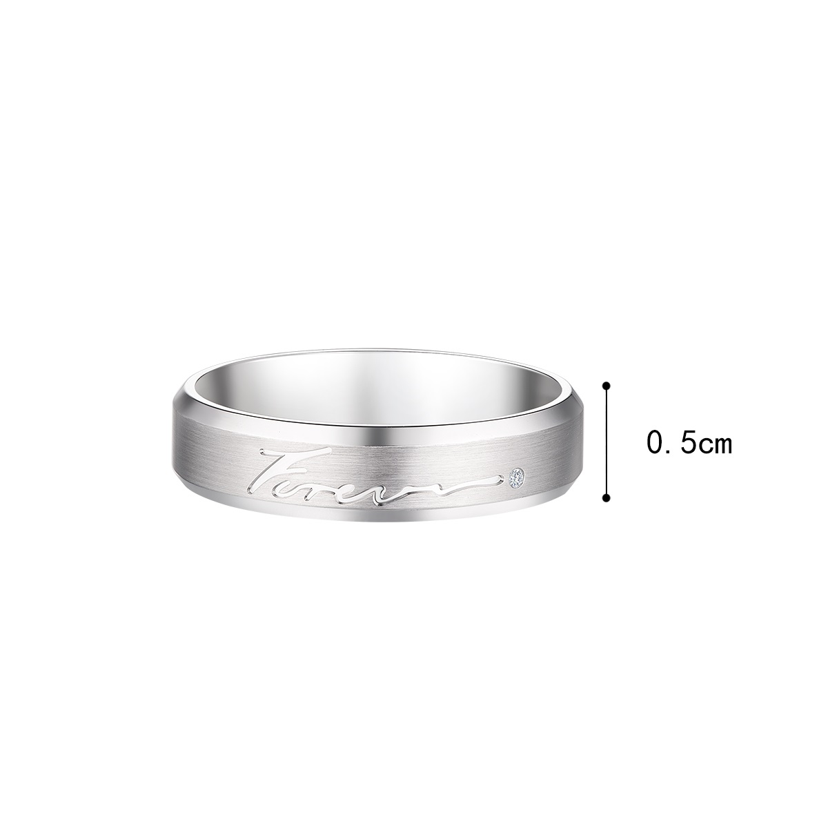 六福珠寶18K金對戒 - "Love Forever"18K金(白色)鑽石情侶對戒(男戒)