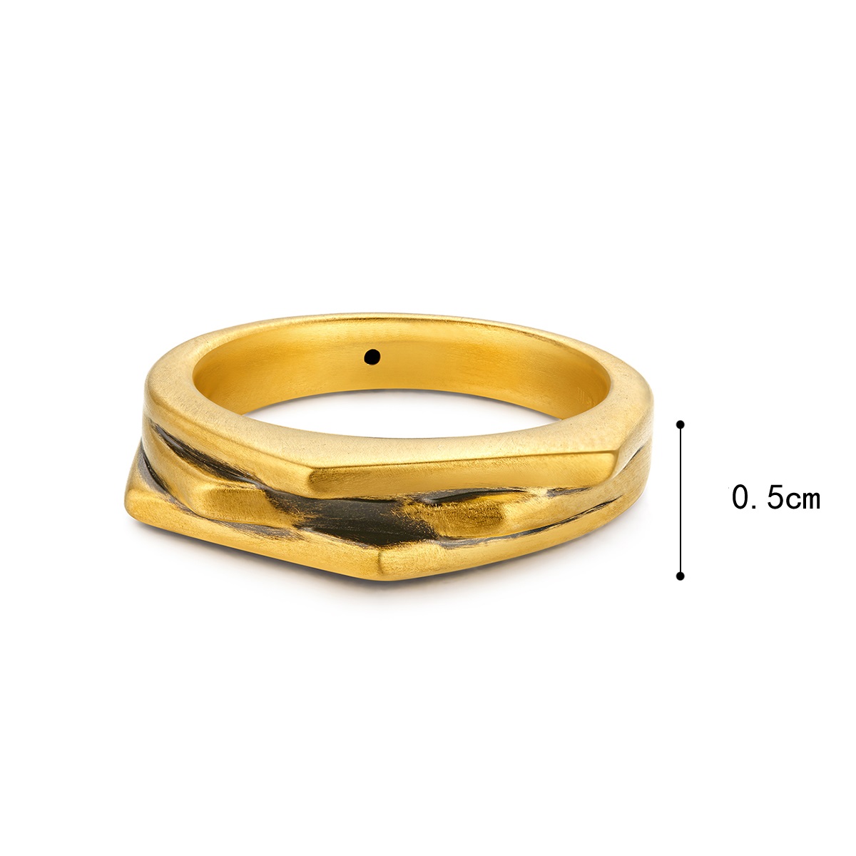 六福珠寶黃金對戒 - [LISTING CLOSED] "青草"990黃金對戒(男戒)(5D電黑硬金工藝)