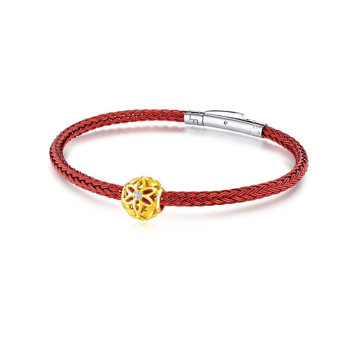 六福珠寶18K金串飾 - "心花"18K金鑽石串飾–多色選擇