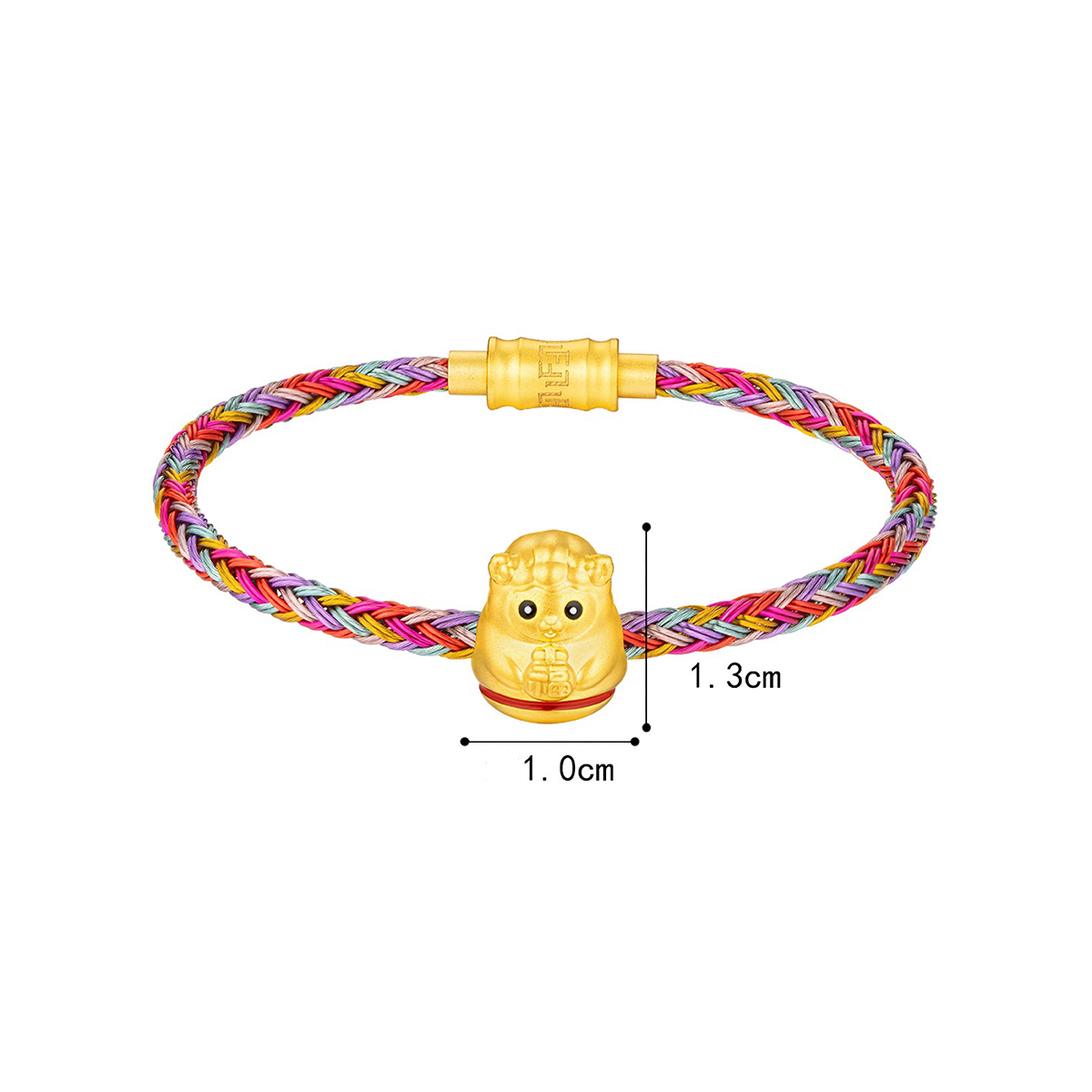 六福珠寶黃金串飾 - "不倒一族"十二生肖999足金串飾連手繩-"福運羊"(硬金工藝)