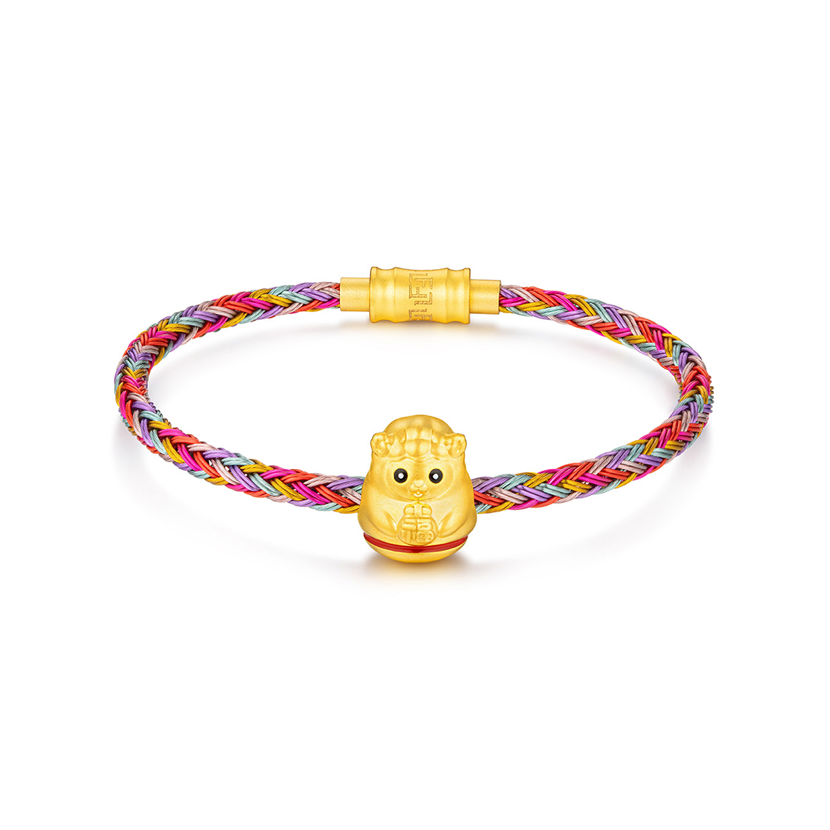 六福珠寶黃金串飾 - "不倒一族"十二生肖999足金串飾連手繩-"福運羊"(硬金工藝)