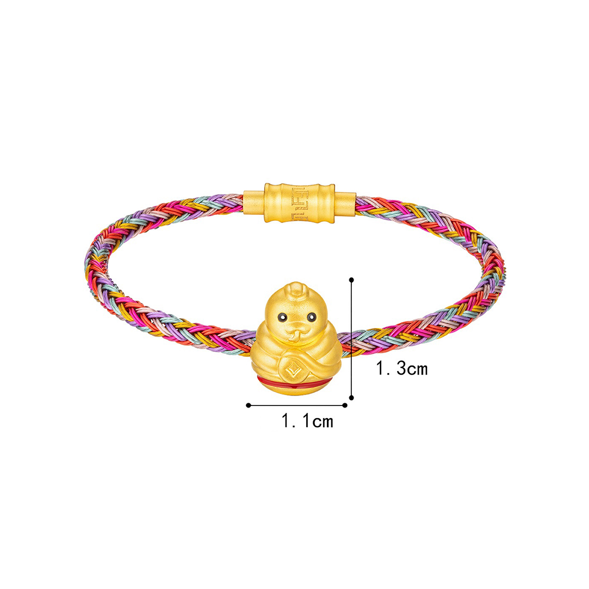 六福珠寶黃金串飾 - "不倒一族"十二生肖999足金串飾連手繩-"貴氣蛇"(硬金工藝)