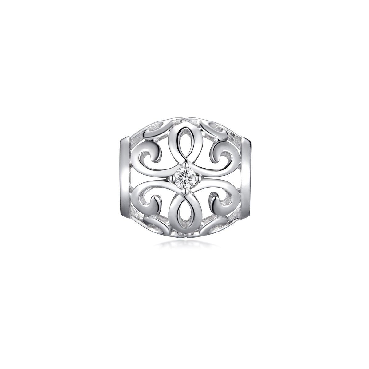 六福珠寶18K金串飾 - "花絲線"18K金(白色)鑽石串飾