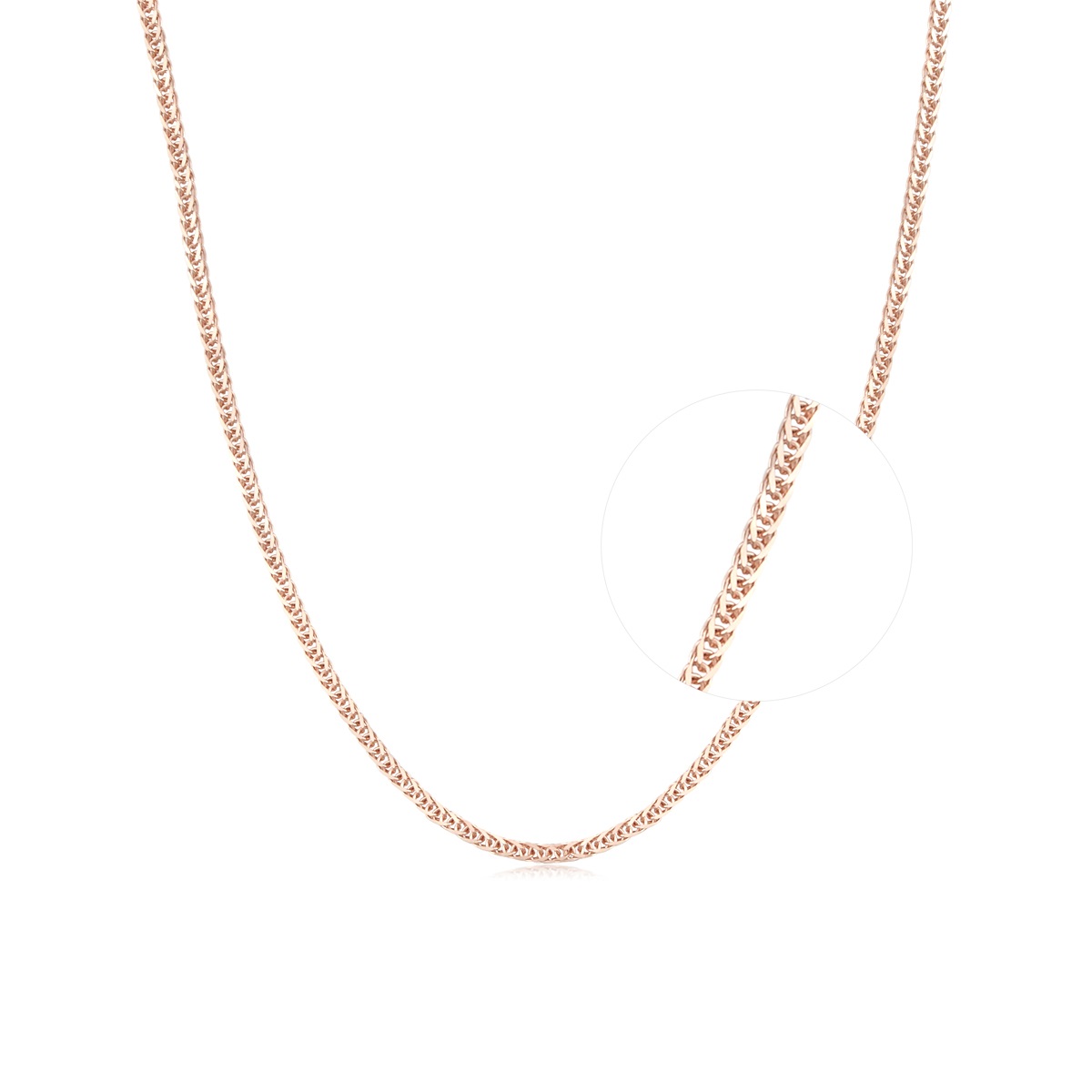 六福珠寶18K金頸鏈 - 意大利18K玫瑰金簡約頸鏈