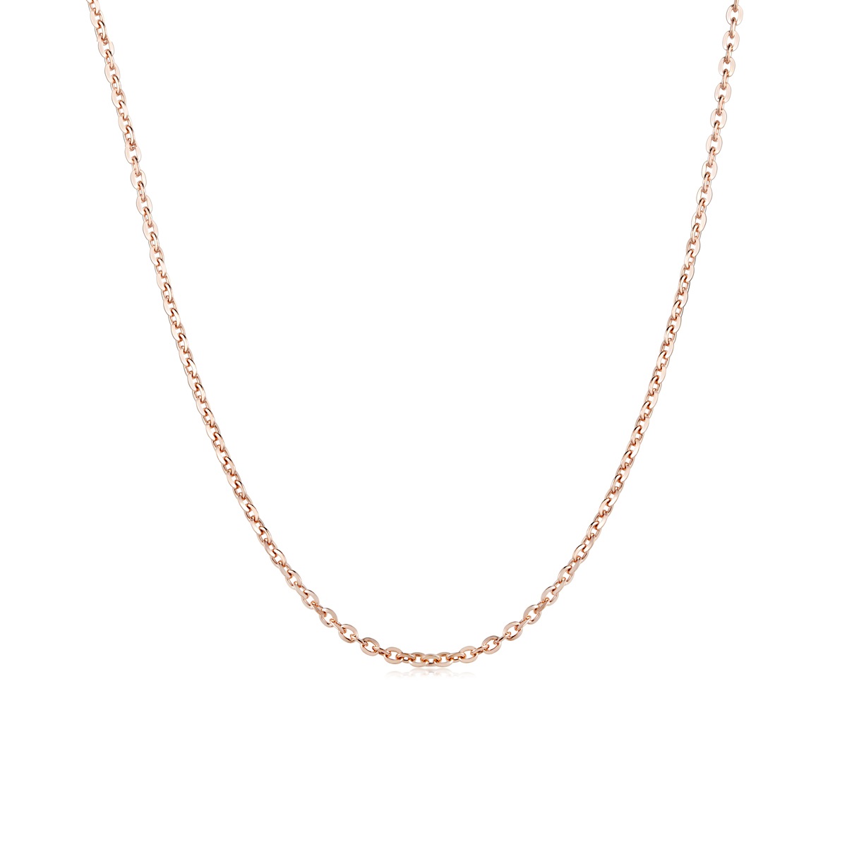 六福珠寶18K金頸鏈 - 意大利18K玫瑰金簡約頸鏈