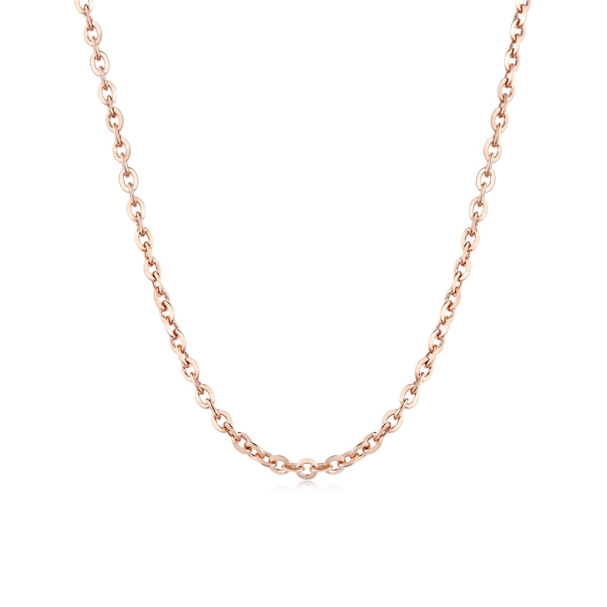 六福珠寶18K金頸鏈 - 意大利18K玫瑰金簡約頸鏈