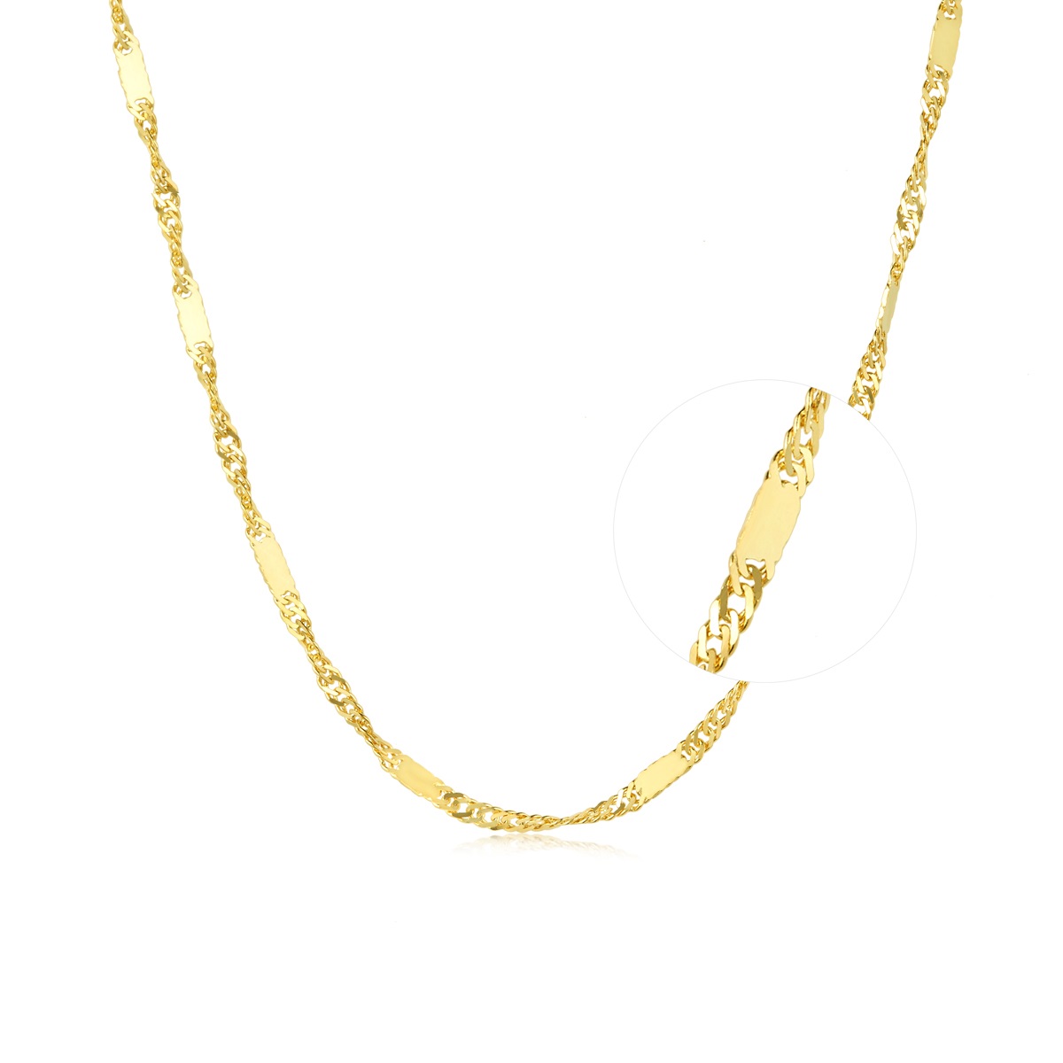 六福珠寶18K金頸鏈 - 意大利18K金(黃色)簡約頸鏈