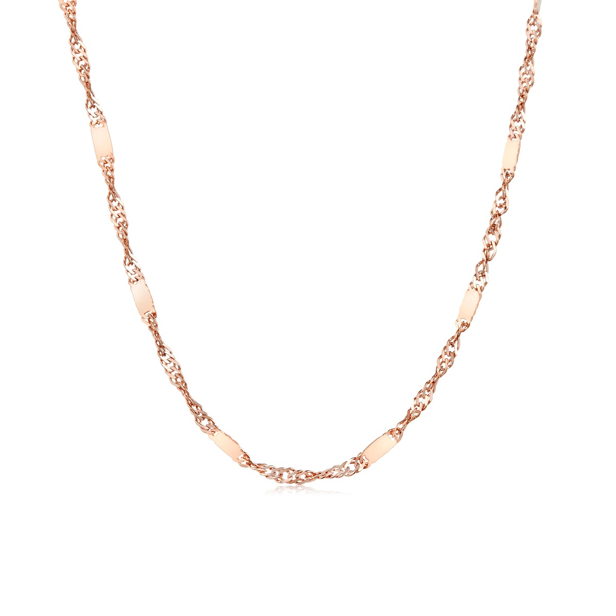 六福珠寶18K金頸鏈 - 意大利18K玫瑰金簡約頸鏈