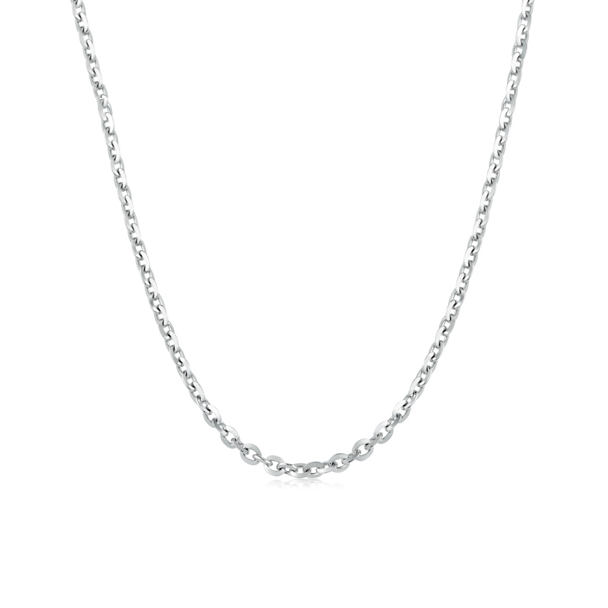 六福珠寶18K金頸鏈 - 意大利18K金(白色)簡約頸鏈