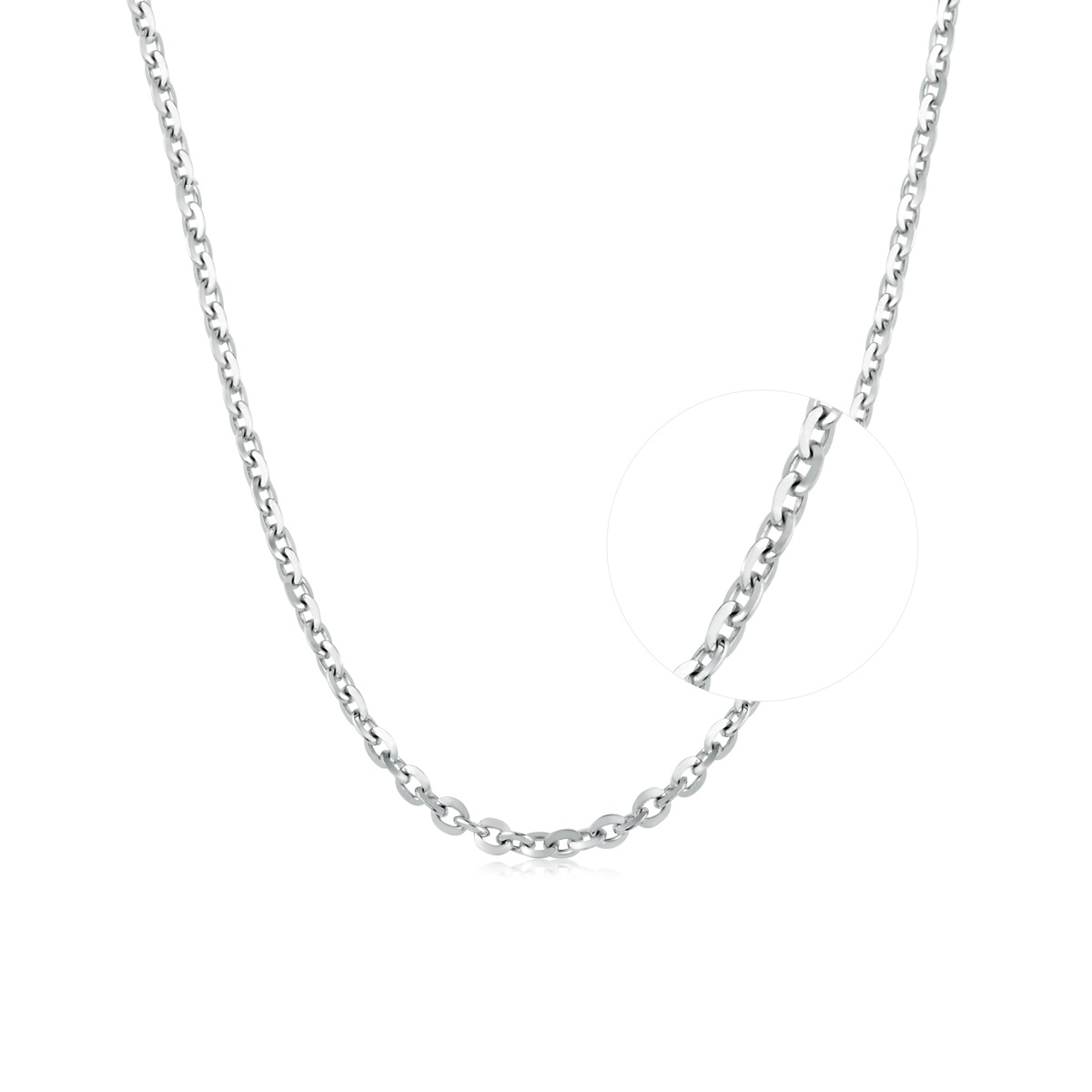 六福珠寶18K金頸鏈 - 意大利18K金(白色)簡約頸鏈