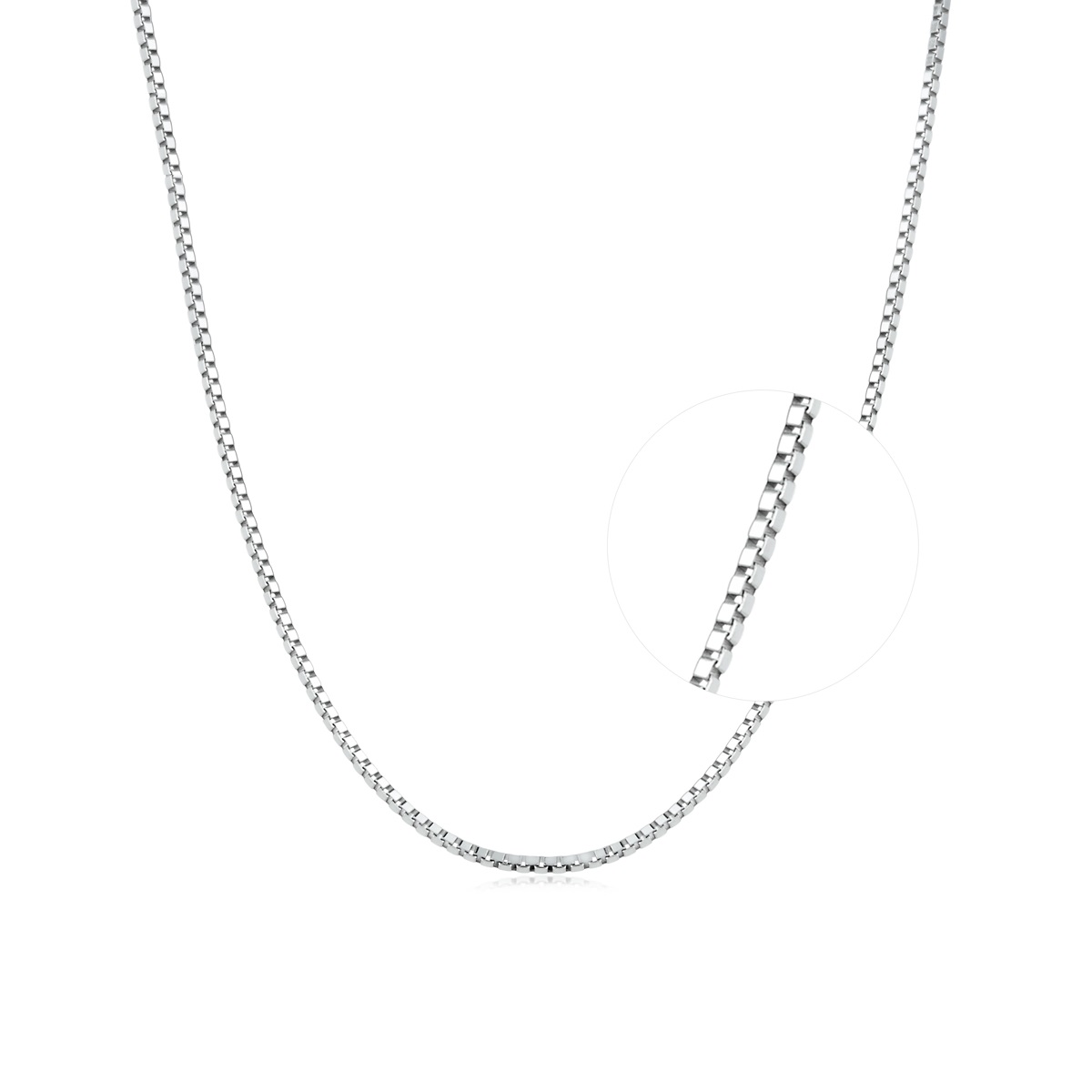 六福珠寶18K金頸鏈 - 意大利18K金(白色)簡約頸鏈