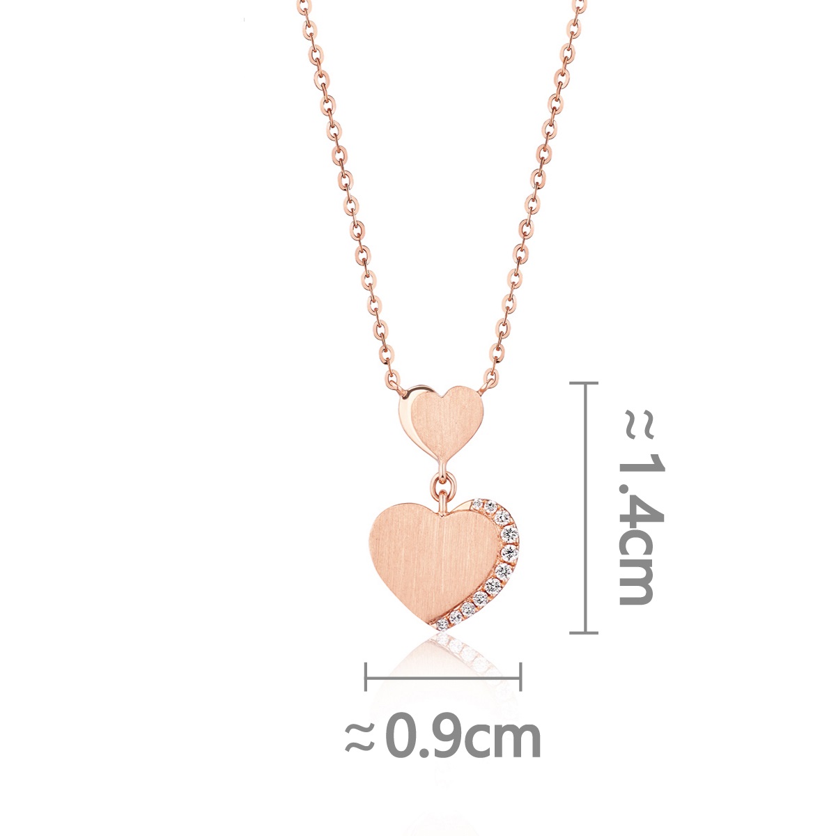 六福珠寶18K金頸鏈 - "嫣然心絲"18K玫瑰金鑽石頸鏈