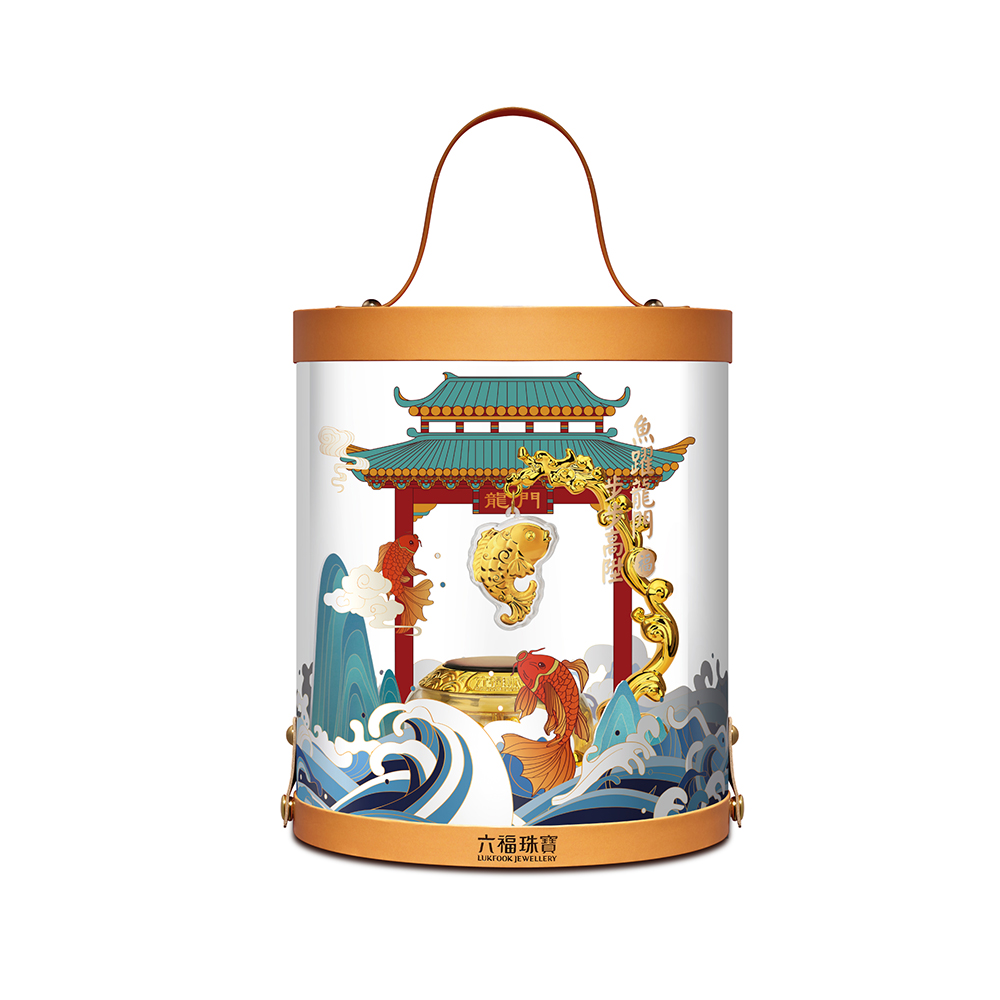 六福珠寶黃金工藝品 - "魚躍龍門"999.9黃金工藝品