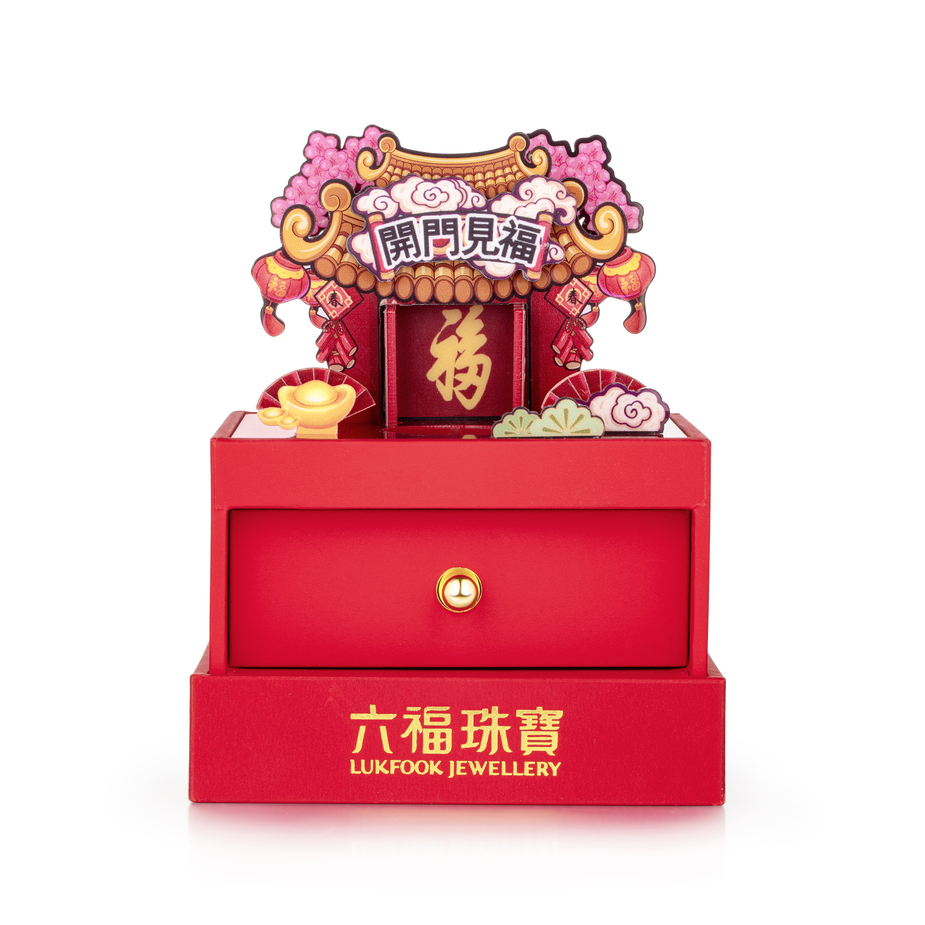 六福珠寶黃金串飾 - “不倒一族”999足金串飾連手繩-"運財貓"(硬金工藝)