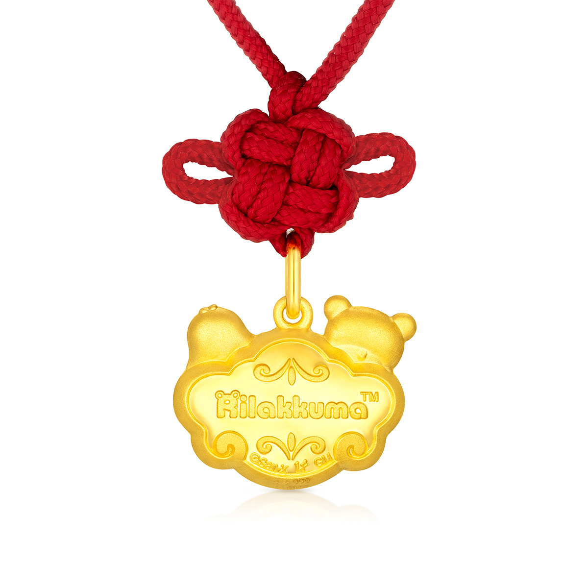 六福珠寶黃金吊墜 - "小熊與小黃雞「精乖伶俐」"千足金寶寶鎖包連儲錢箱禮盒