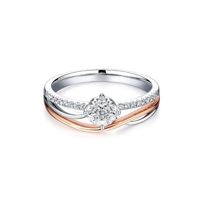 六福珠寶18K金戒指 - "遇愛"18K金鑽石戒指(女裝)–多色選擇