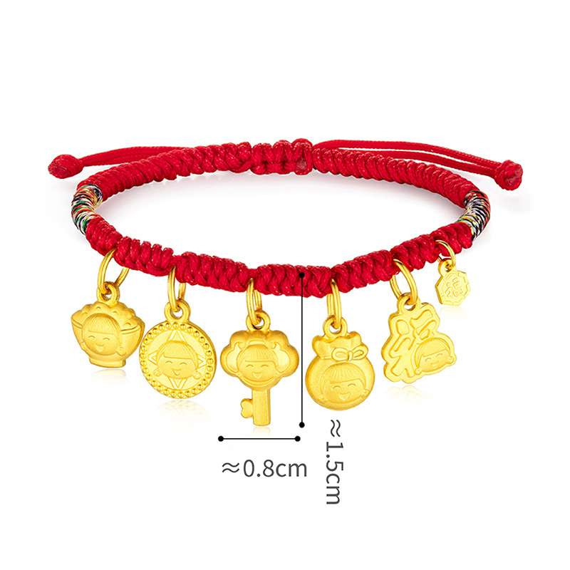 六福珠寶黃金串飾 - "婷婷「吉祥百寶」"999.9黃金串飾連手繩