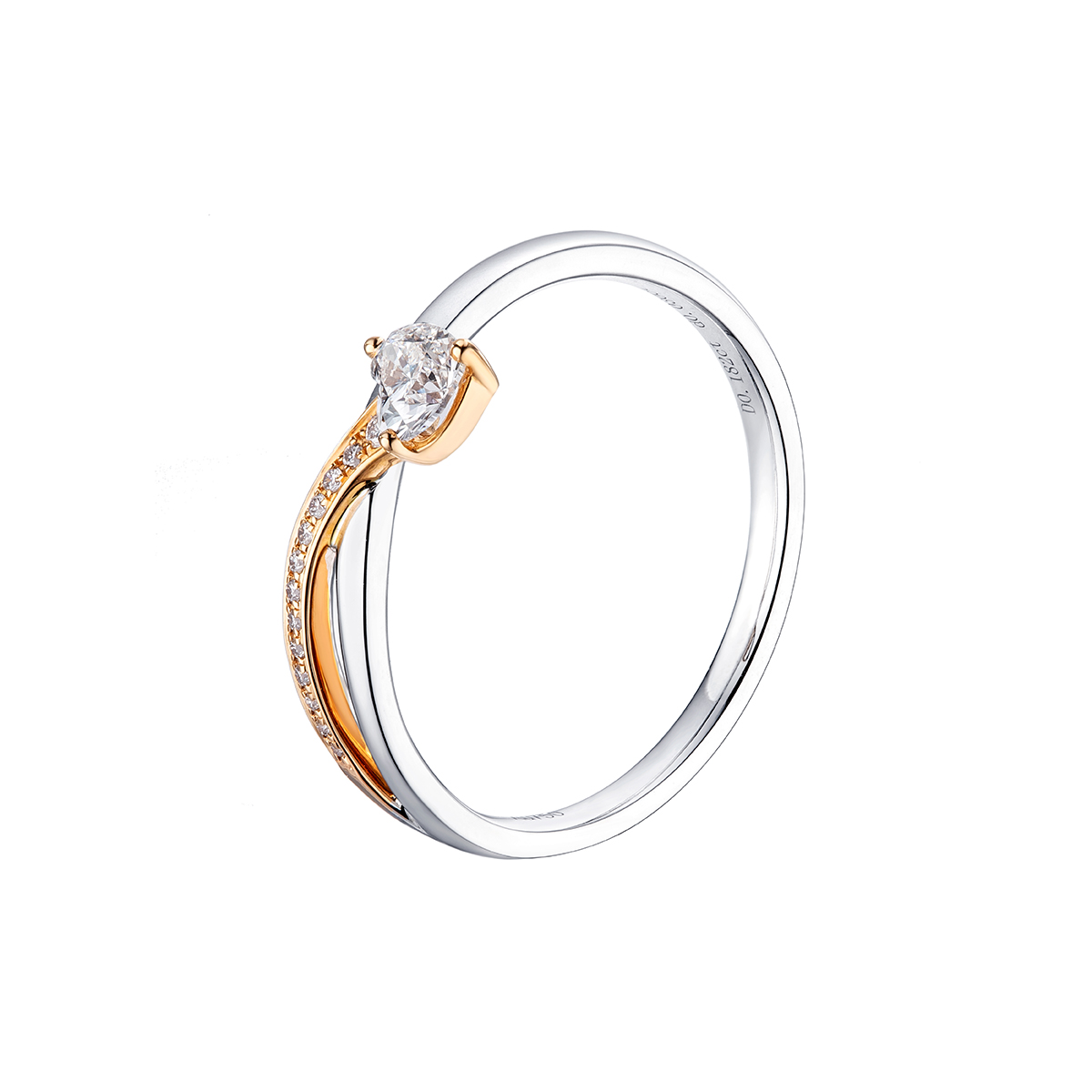 六福珠寶18K金戒指 - "柔美絲帶"18K金鑽石戒指–多色選擇