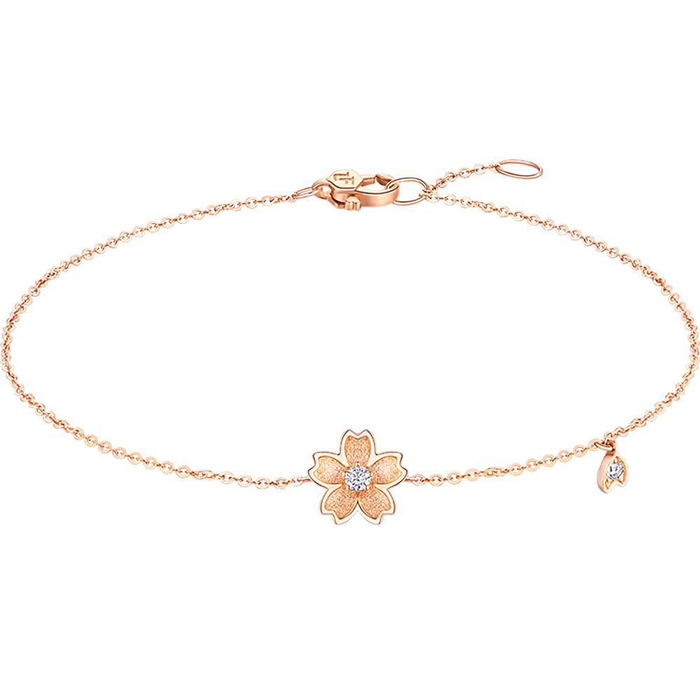 $t('六福珠寶')18K金手鏈 - "春櫻盛宴"18K玫瑰金鑽石手鏈