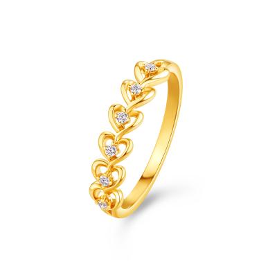 六福珠寶18K金戒指 - "心串"18K金鑽石戒指–多色選擇