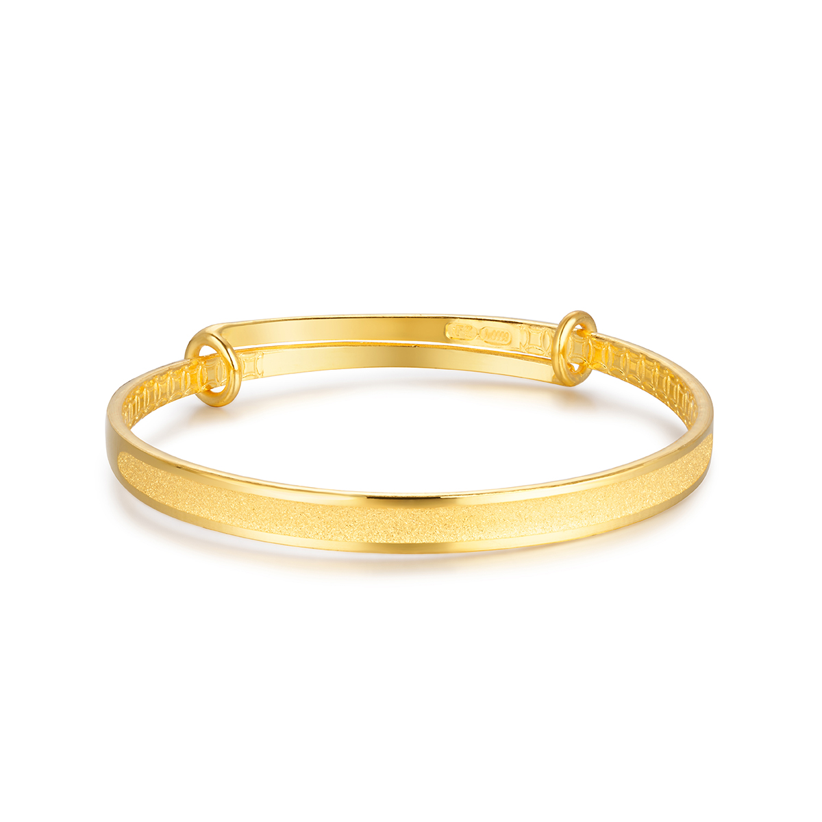 六福珠寶黃金手鐲 - "招財銅錢圖案"999.9黃金寶寶手鐲