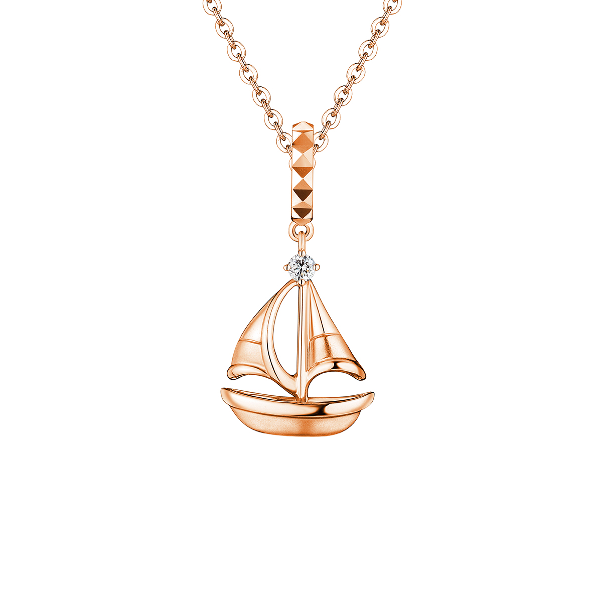 六福珠寶18K金串飾 - 【LISTING CLOSED】"一帆風順"18K金鑽石串飾–多色選擇