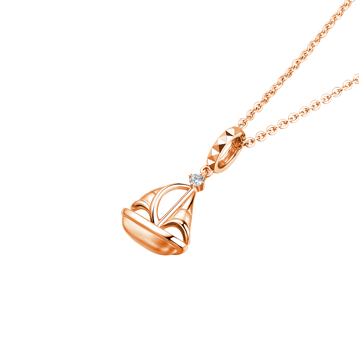 六福珠寶18K金串飾 - 【LISTING CLOSED】"一帆風順"18K金鑽石串飾–多色選擇