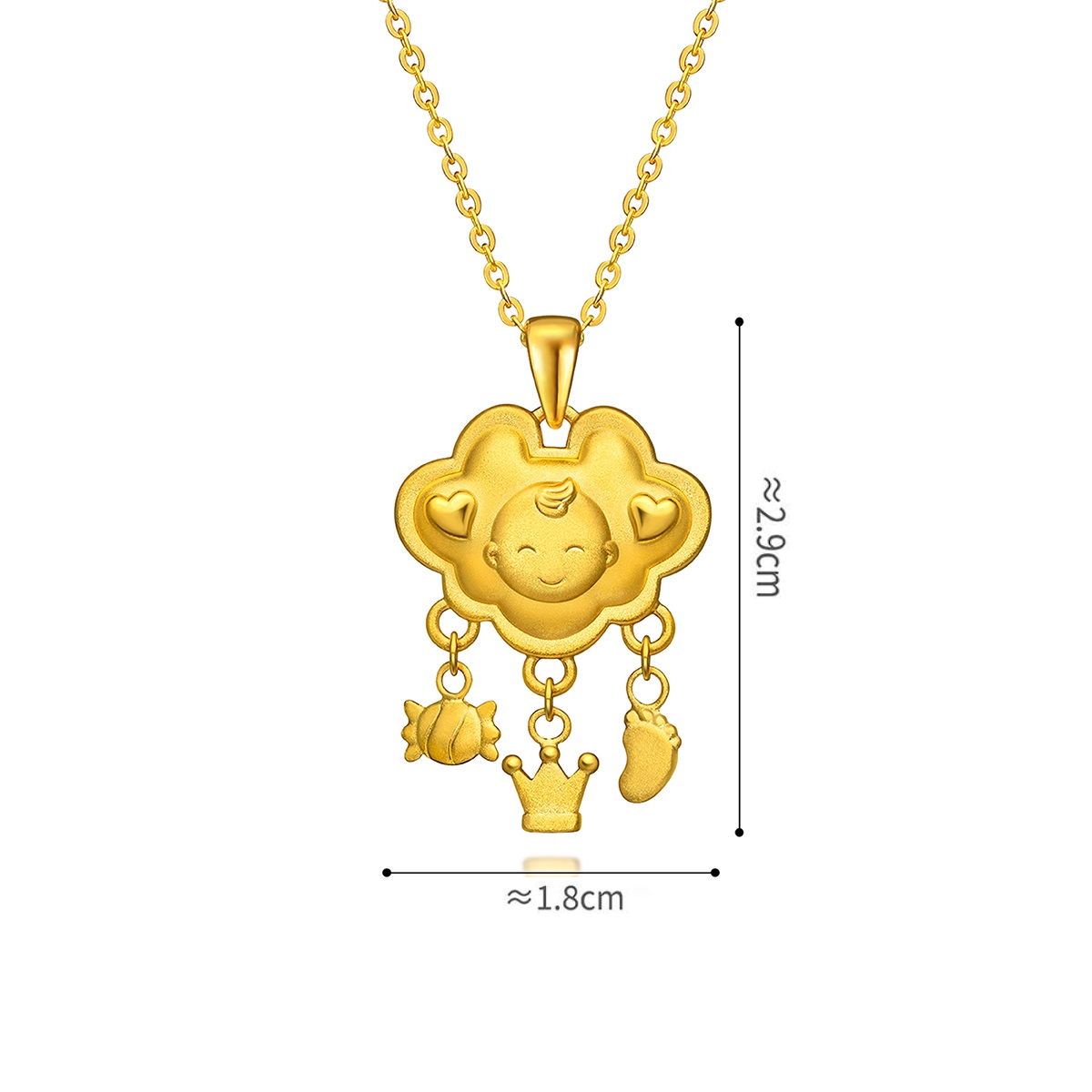 六福珠寶黃金吊墜 - 【LISTING CLOSED】"婷婷與嘉嘉「萬事如意」"999足金寶寶鎖包