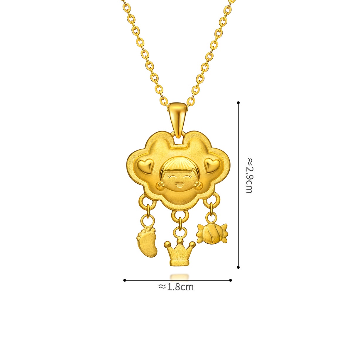 六福珠寶黃金吊墜 - 【LISTING CLOSED】"婷婷與嘉嘉「萬事如意」"999足金寶寶鎖包