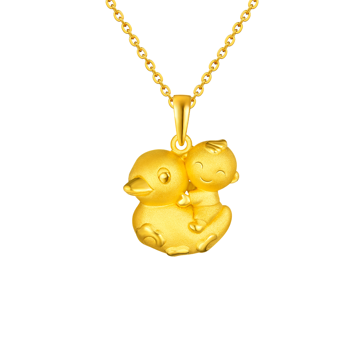 $t('六福珠寶')黃金吊墜 - "嘉嘉與小鴨"999足金寶寶吊墜(配「抱抱家庭」禮盒)