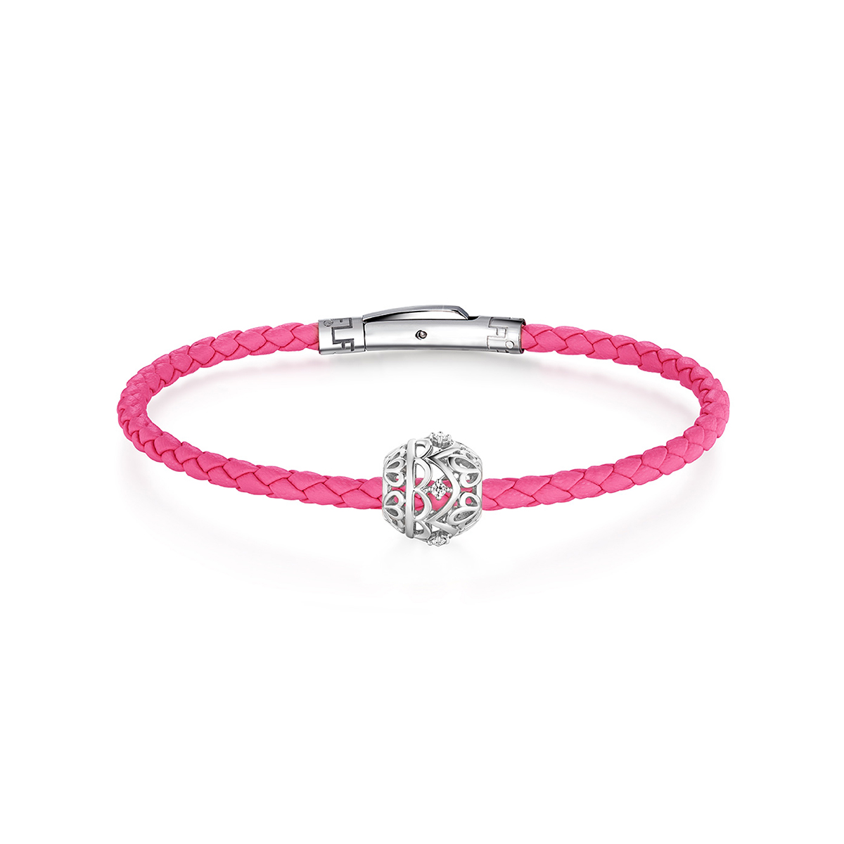 六福珠寶18K金串飾 - "鏤空花紋金球"18K金鑽石串飾–多色選擇