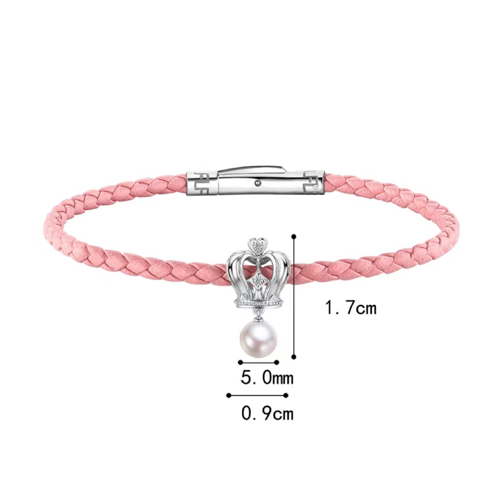 六福珠寶18K金串飾 - "「珍」愛之冠"皇冠形18K金珍珠鑽石串飾-多色選擇