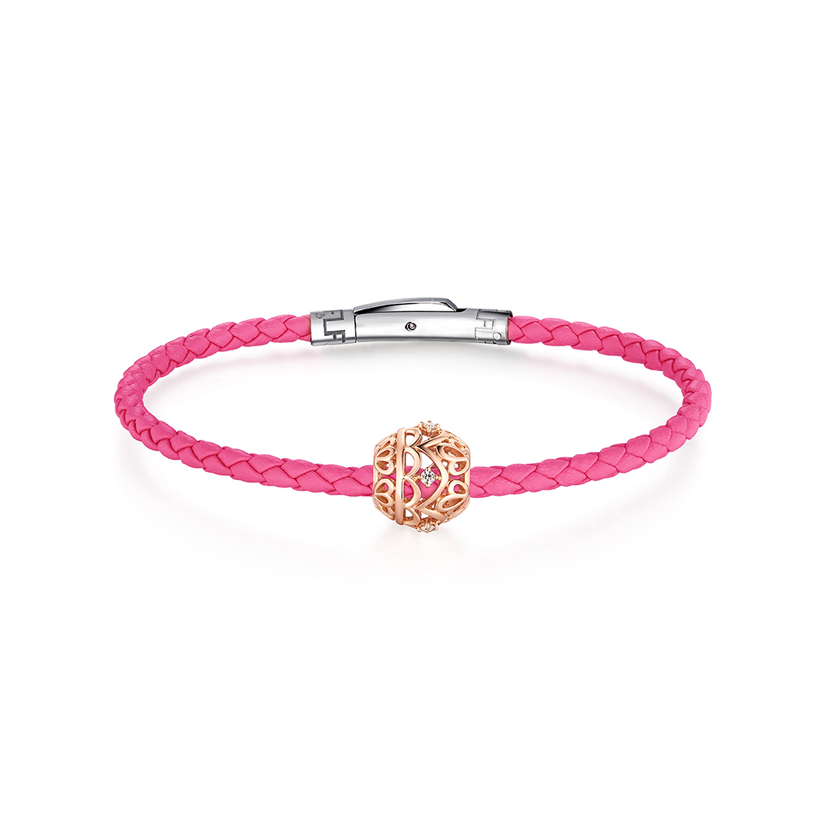 六福珠寶18K金串飾 - "鏤空花紋金球"18K金鑽石串飾–多色選擇