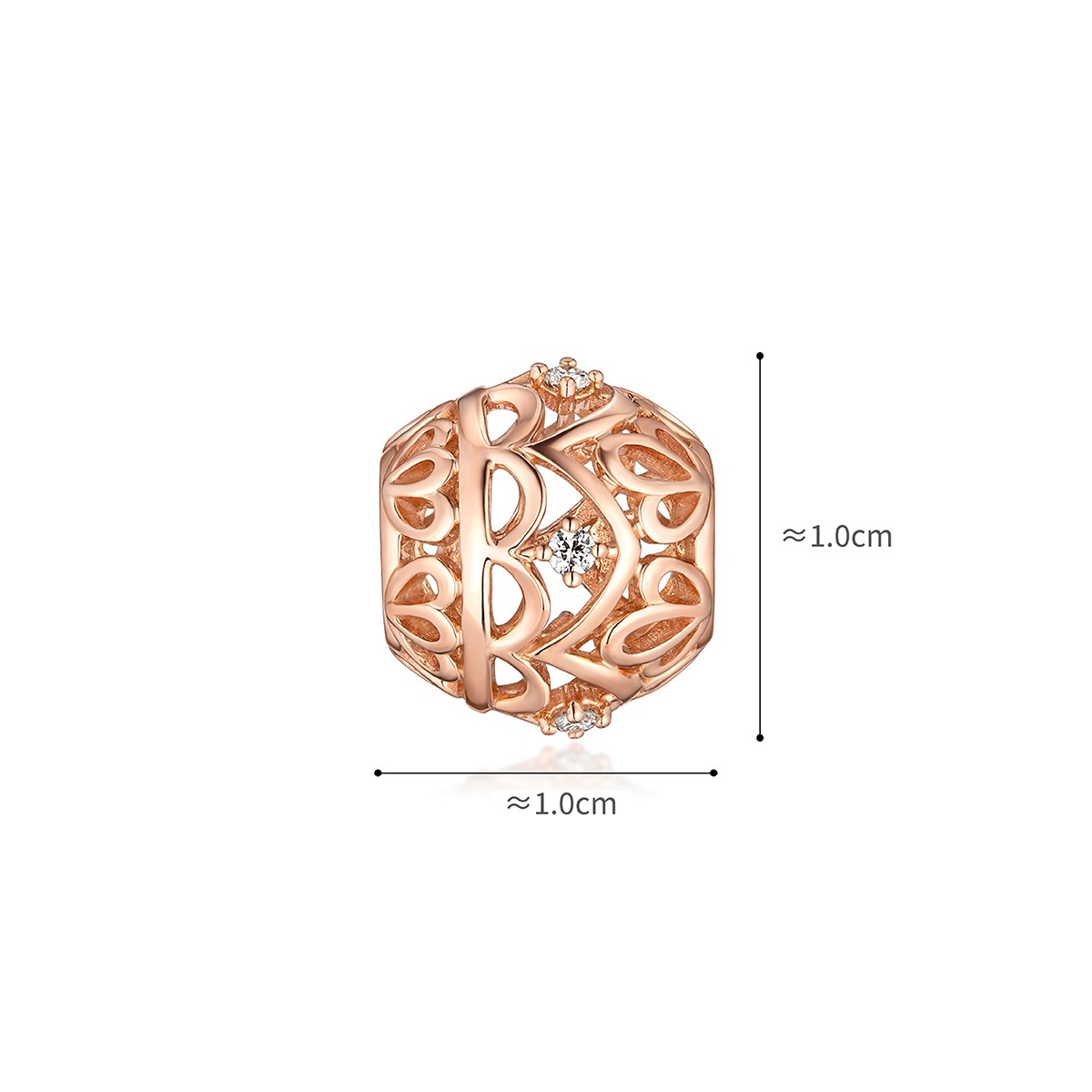 六福珠寶18K金串飾 - "鏤空花紋金球"18K金鑽石串飾–多色選擇