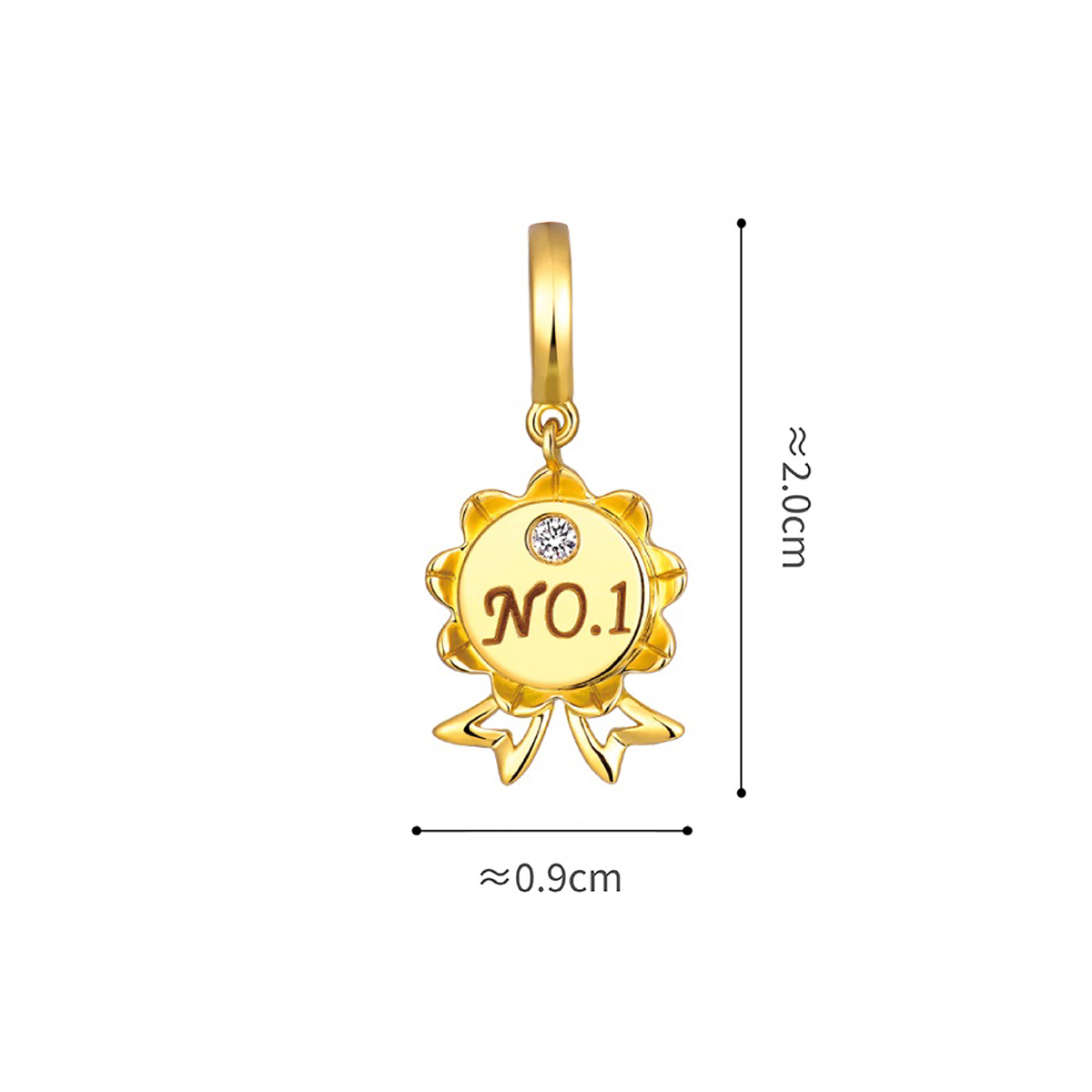 六福珠寶18K金串飾 - 【LISTING CLOSED】"No.1 獎牌"18K金(黃色)鑽石串飾