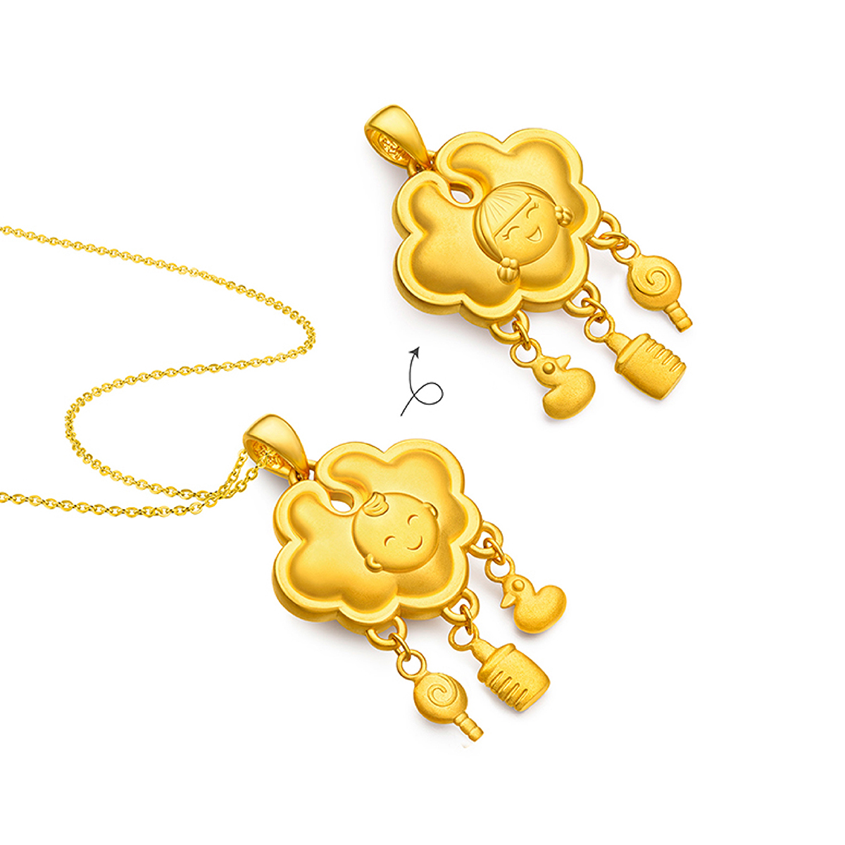 $t('六福珠寶')黃金吊墜 - 【LISTING CLOSED】"婷婷與嘉嘉「萬事如意」"999足金寶寶鎖包