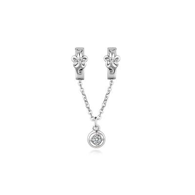 六福珠寶18K金串飾 - "浮雕花"18K金(白色)鑽石串飾