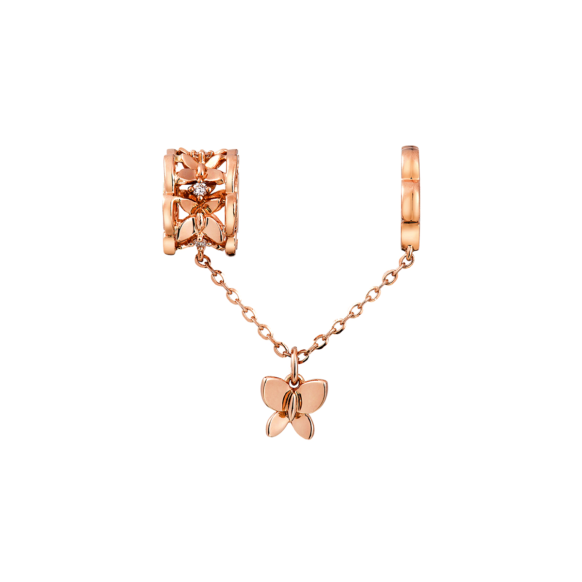 六福珠寶18K金串飾 - "春日蝶舞"18K金鑽石串飾-多色選擇