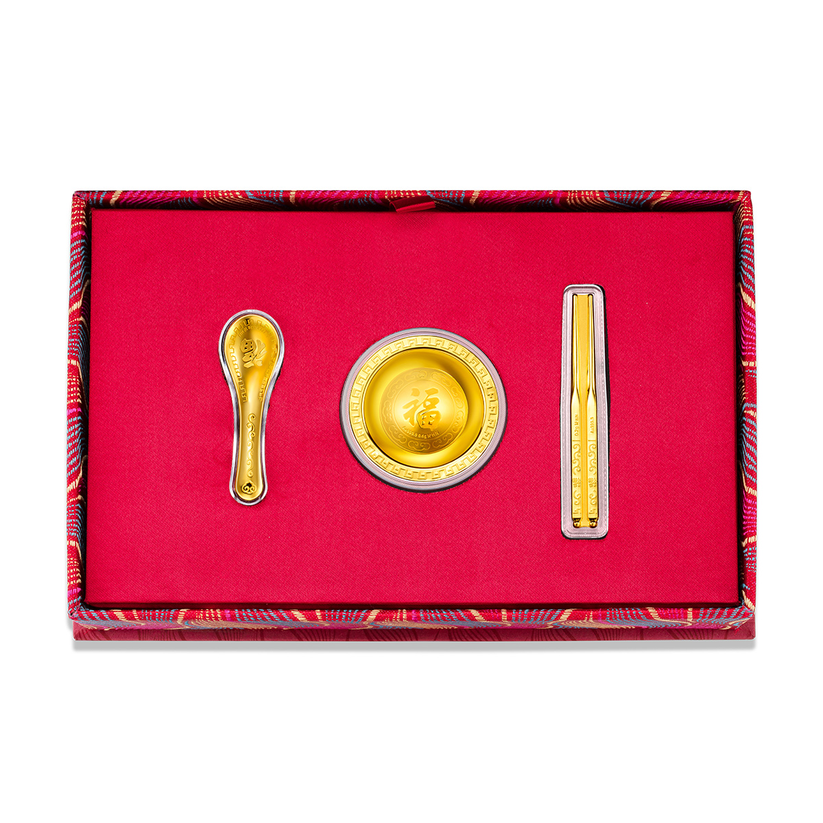 六福珠寶黃金工藝品 - "聚寶金飯碗"999.9黃金工藝品套裝