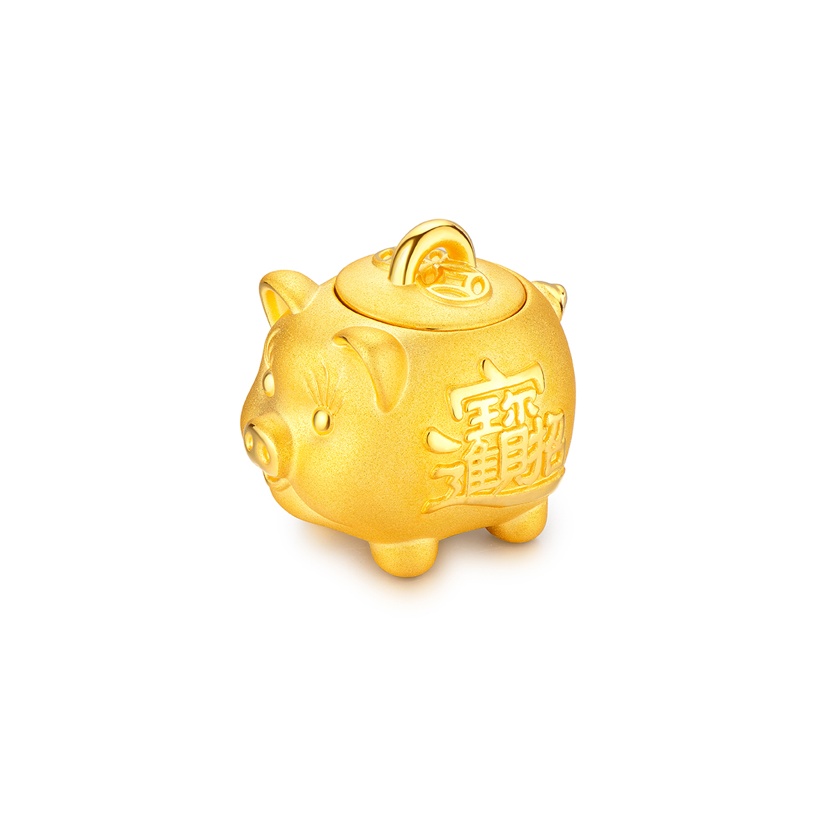 六福珠寶黃金擺件 - "招財進寶"可愛金豬999足金錢罌–兩種大小選擇
